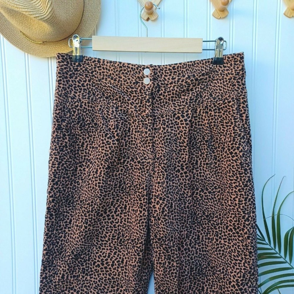 Anthropologie Kalea Corduroy Jogger Trouser Pants Size M Cheetah Brown Black - Picture 3 of 12